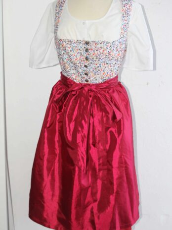 Dirndl mit Bluse und Schürze „Naber“ Größe 40 in Rot gemustert NEU!