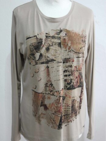 Shirt „Jones“ 36 in Mocca gemustert mit Print