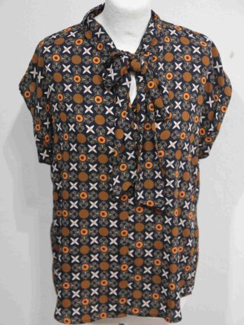 Bluse „S.Oliver“ 38 in Braun|Orange gemustert