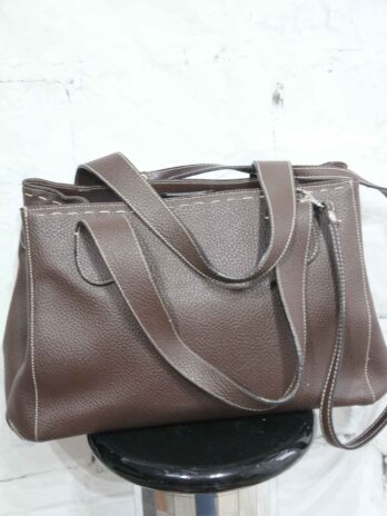 Tasche „Made in Italy“ Br. 35cm Hö. 24cm in Dunkelbraun Leder