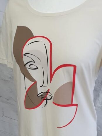 Shirt “ Alba Moda “ Größe 40 in Offwhite/Rot/Schlamm gemustert