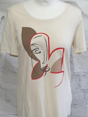 Shirt “ Alba Moda “ Größe 40 in Offwhite/Rot/Schlamm gemustert