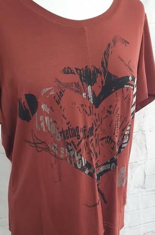 Shirt “ Jones “ Größe 38 in Terracotta/Schwarz Print 95% Viscose