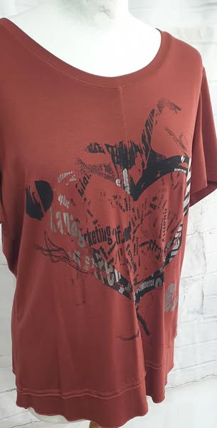 Shirt " Jones " Größe 38 in Terracotta/Schwarz Print 95% Viscose – Bild 2