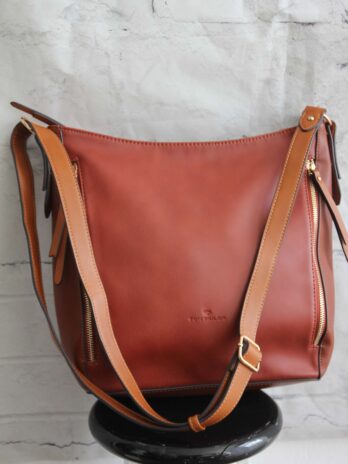 Tasche „Tom Tailor“ Br. 39cm Hö. 30cm in Cognac Kunstleder