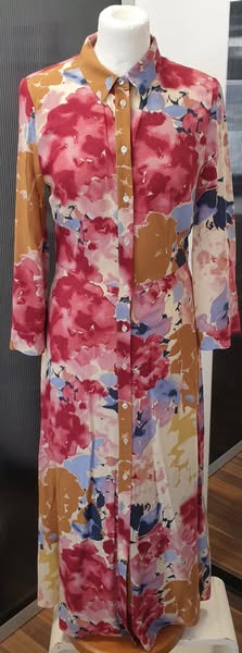 Kleid " Soaked in Luxury " Größe 36 in Weinrot/Camel/Hellblau/Beige floral gemustert NEU! 100% Viscose