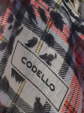 Schal “ Codello “ in Schwarz/Weiß/Rot/Anmalprint kariert