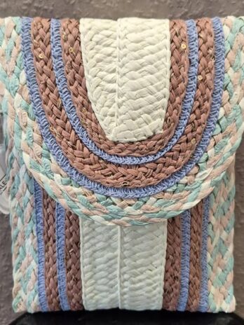 Bastsmartphontasche “ Ale-Hop “ in Beige/Blau gemustert NEU! Breite ca 17cm Höhe ca 22cm