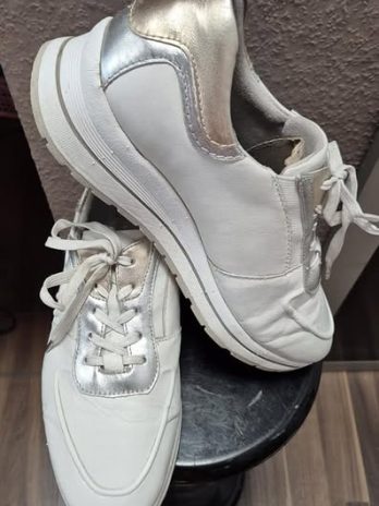 Sneakers “ Tamaris “ Größe 41 in Weiß/Silber/Gold/Leder
