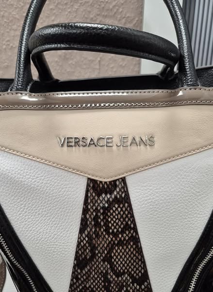 Tasche " Versace Jeans " in Weiß/Schwarz/Beige/Animalprint NEU! Breite ca 46cm Höhe ca 29cm – Bild 2