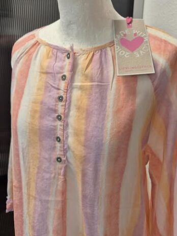 Bluse “ Lieblingsstück “ Größe 40 in Flieder/Orange/Coralle gestreift NEU! 100% Baumwolle