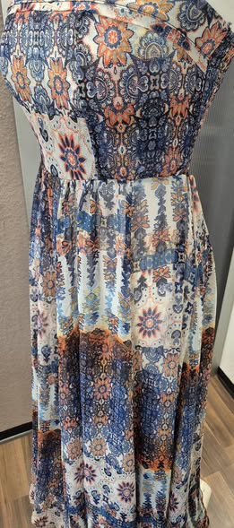 Maxikleid " Please " Größe 36 in Blau/Orange gemustert – Bild 2