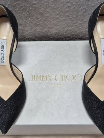 Schuhe “ Jimmy Choo London “ Größe 38 in Schwarz/Leder glänzend mit Schuhsack