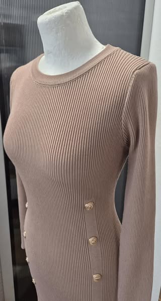 Rippstrickkleid " Luc-Ce " Größe S/M in Taupe – Bild 3