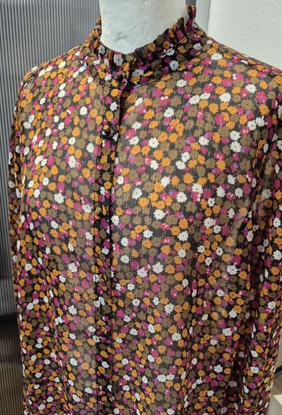 Bluse " Modström " Größe 40 in Magenta/Curry/Oliv gemustert – Bild 2