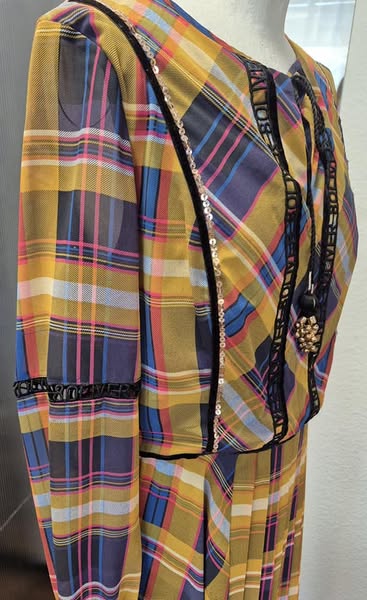 Maxikleid " S. Oliver " Größe 40 in Curry/Blau/Pink kariert – Bild 3