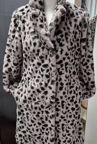 Mantel “ Frieda & Freddies “ Größe 36 in Taupe/Animalprint Webpelz Fake-Fur