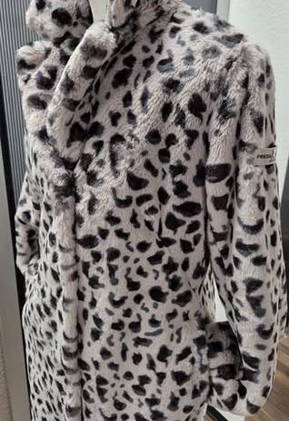 Mantel “ Frieda & Freddies “ Größe 36 in Taupe/Animalprint Webpelz Fake-Fur