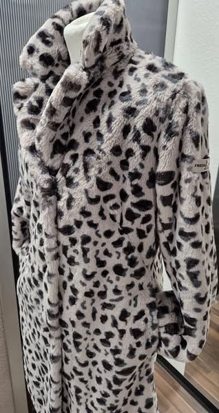 Mantel " Frieda & Freddies " Größe 36 in Taupe/Animalprint Webpelz Fake-Fur – Bild 2