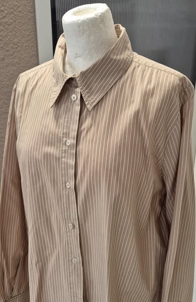 Bluse " Opus " Größe 42 in Camel/Weiß gestreift Baumwolle – Bild 2