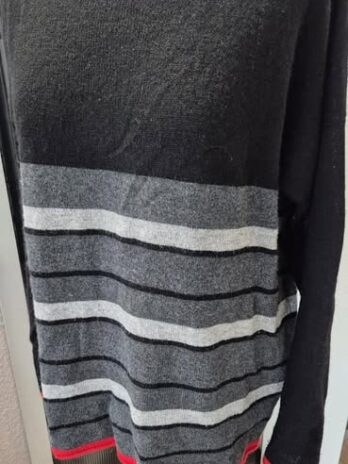Pulli “ Alba Moda “ Größe 40/42 in Schwarz/Anthrazitgra/Grau/Rot gestreift 100% Cashmere