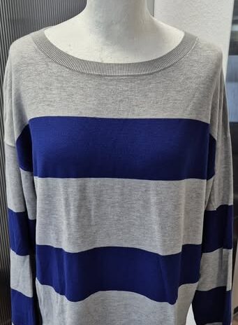Pulli “ Jones “ Größe 38 in Grau/Blau Blockstreifen