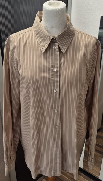 Bluse " Opus " Größe 42 in Camel/Weiß gestreift Baumwolle
