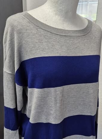 Pulli “ Jones “ Größe 38 in Grau/Blau Blockstreifen