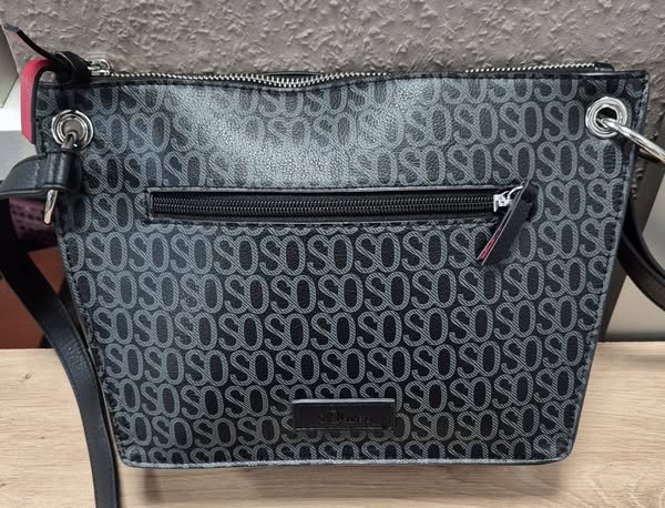 Tasche " S. Oliver " in Schwarz/Grau gemustert Breite ca 26cm Höhe ca 21cm