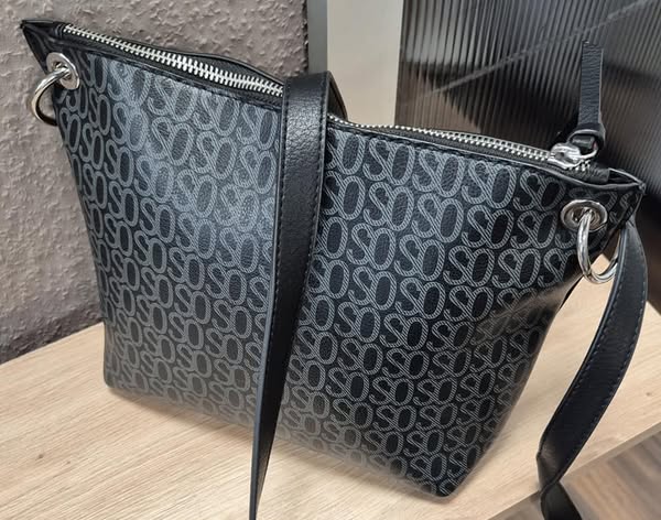 Tasche " S. Oliver " in Schwarz/Grau gemustert Breite ca 26cm Höhe ca 21cm – Bild 2
