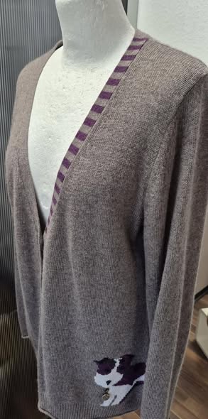 Strickweste " Jette Joop " Größe 40 in Taupe/Lila 33% Viscose 22% Wolle 18% Baumwolle 4% Cashmere – Bild 2