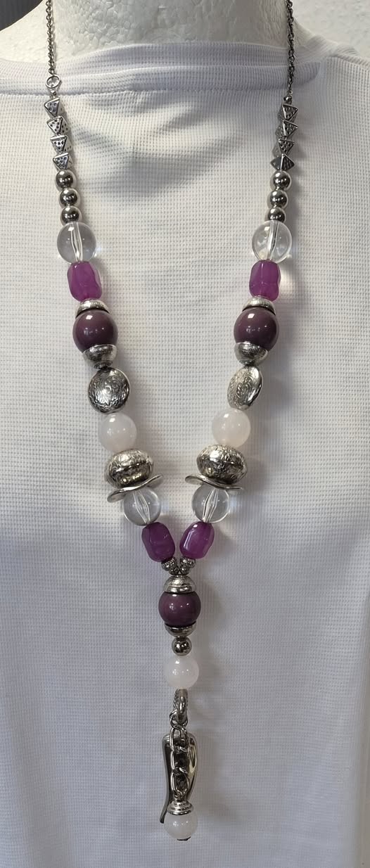 Kette " Bijou Brigitte " in Lila/Beere/Silber