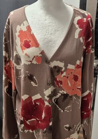 Cardigan “ Gerry Weber “ Größe 42 in Mocca/Beige/Tettacotta gemustert 80% Baumwolle