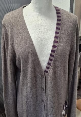 Strickweste “ Jette Joop “ Größe 40 in Taupe/Lila 33% Viscose 22% Wolle 18% Baumwolle 4% Cashmere