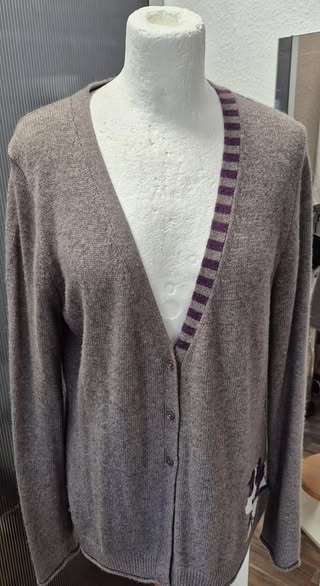 Strickweste " Jette Joop " Größe 40 in Taupe/Lila 33% Viscose 22% Wolle 18% Baumwolle 4% Cashmere