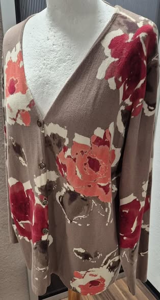 Cardigan " Gerry Weber " Größe 42 in Mocca/Beige/Tettacotta gemustert 80% Baumwolle – Bild 2