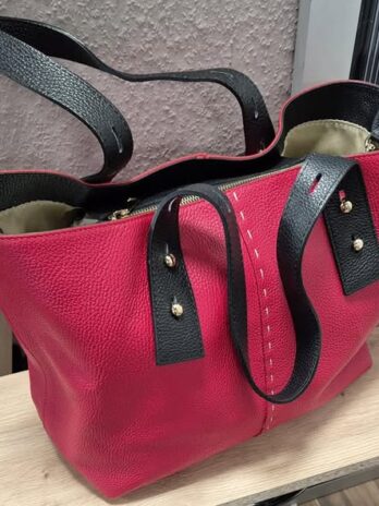 Tasche “ Made in Italy “ in Rot/Schwarz Kunstleder Breite ca 33cm Höhe ca 29cm