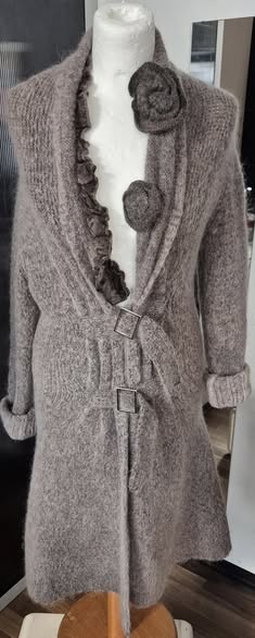 Strickmantel " Pois " Größe 36 in Taupe 30% Mohair