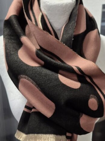 Wendeschal “ Made in Italy “ in Schwarz/Cognac/Gold 70% Viscose 30% Wolle