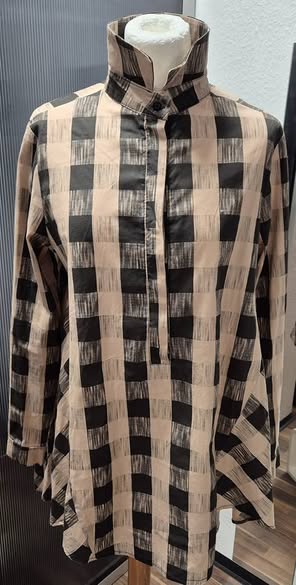 Bluse " Made in Italy " Größe 38/40 in Schwarz/Camel gemustert 100% Baumwolle