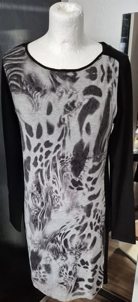 Strickkleid " Luisa Cerano " Größe 36 in Schwarz/Schlamm/Animalprint Viscose
