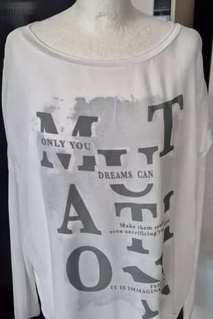 Shirt “ Aust “ Größe 40 in Weiß/Grau/Print 100% Viscose