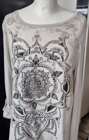 Shirt “ Monari “ Größe 40 in Beige/Schwarz/Print Baumwolle/Viscose
