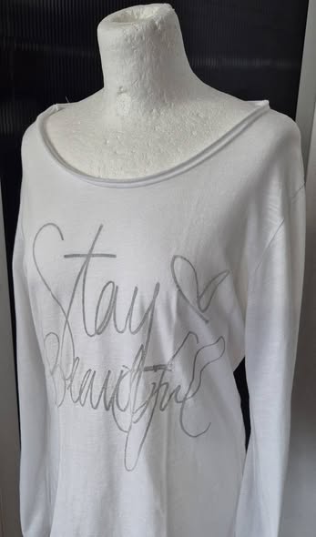 Shirt “ Aust “ Größe 40 in Weiß/Grau/Print Baumwolle