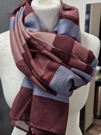 Schal “ Tom Tailor “ in Rosa/Hellblau/Borbeaux gestreift Viscose