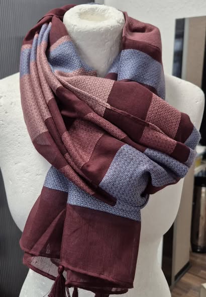 Schal " Tom Tailor " in Rosa/Hellblau/Borbeaux gestreift Viscose