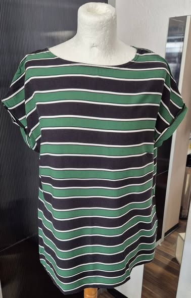 Shirt " Alba Moda " Größe 38 in Grün/Schwarz/Weiß gestreift 100% Viscose