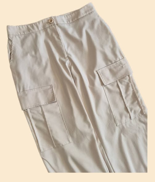 Cargohose " Benetton " Größe 40/42 in Beige 33% Viscose – Bild 2