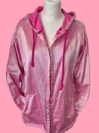 Jacke mit Kapuze “ Made with Love “ Größe 40/42 in Pink verschlusslos 75% Baumwolle