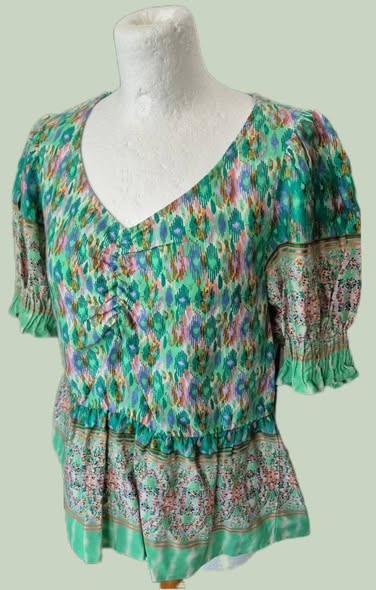 Bluse " Cream " Größe 38 in Grün/Bunt gemustert Baumwolle – Bild 2